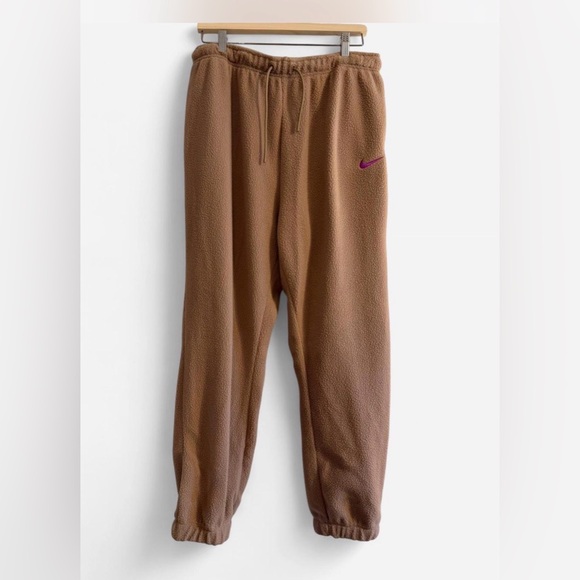 Nike Tan Fleece Joggers with Purple Logo - Picture 3 of 6